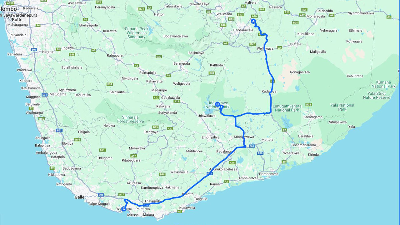 Privétour van Ella naar Weligama met Udawalawe Safari