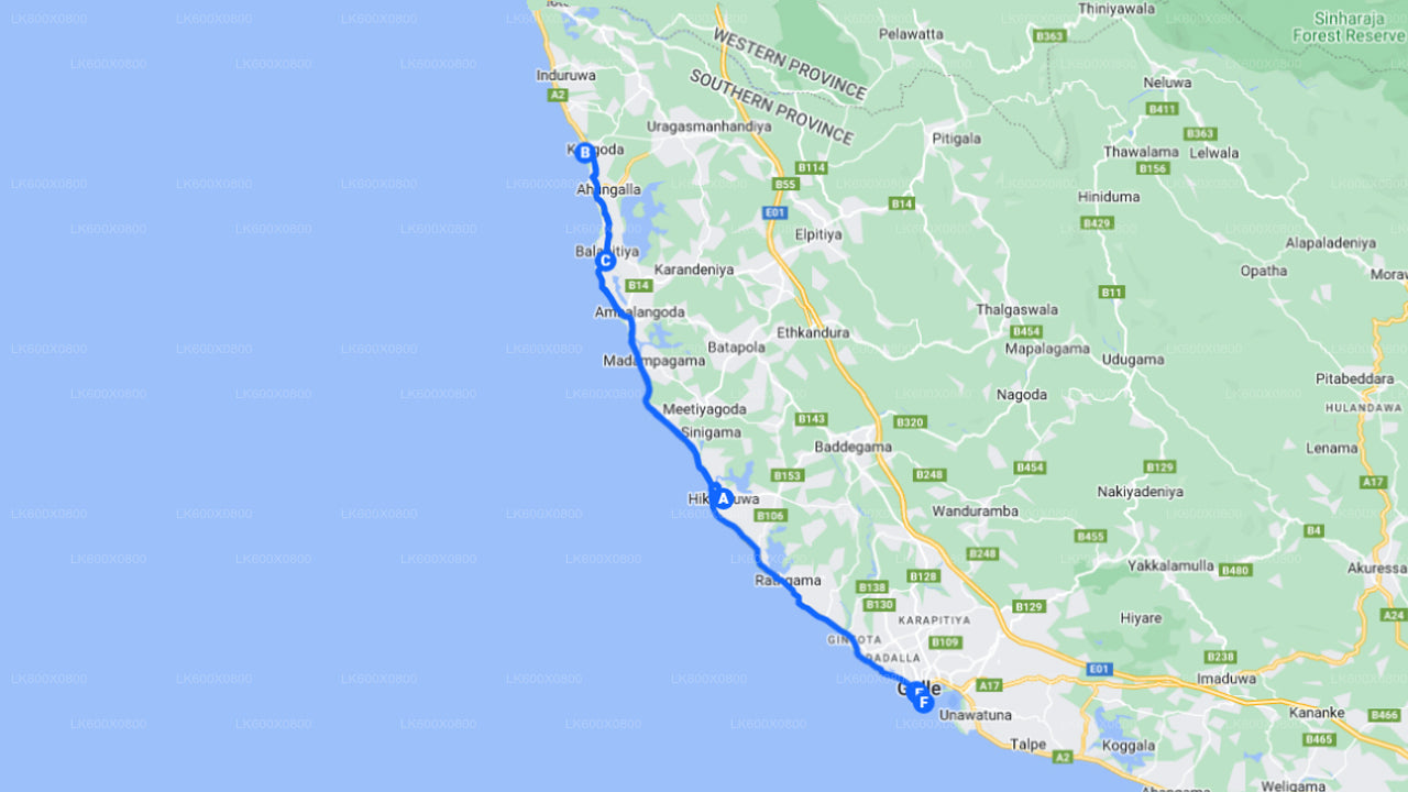 Kustrit naar Galle vanuit Hikkaduwa