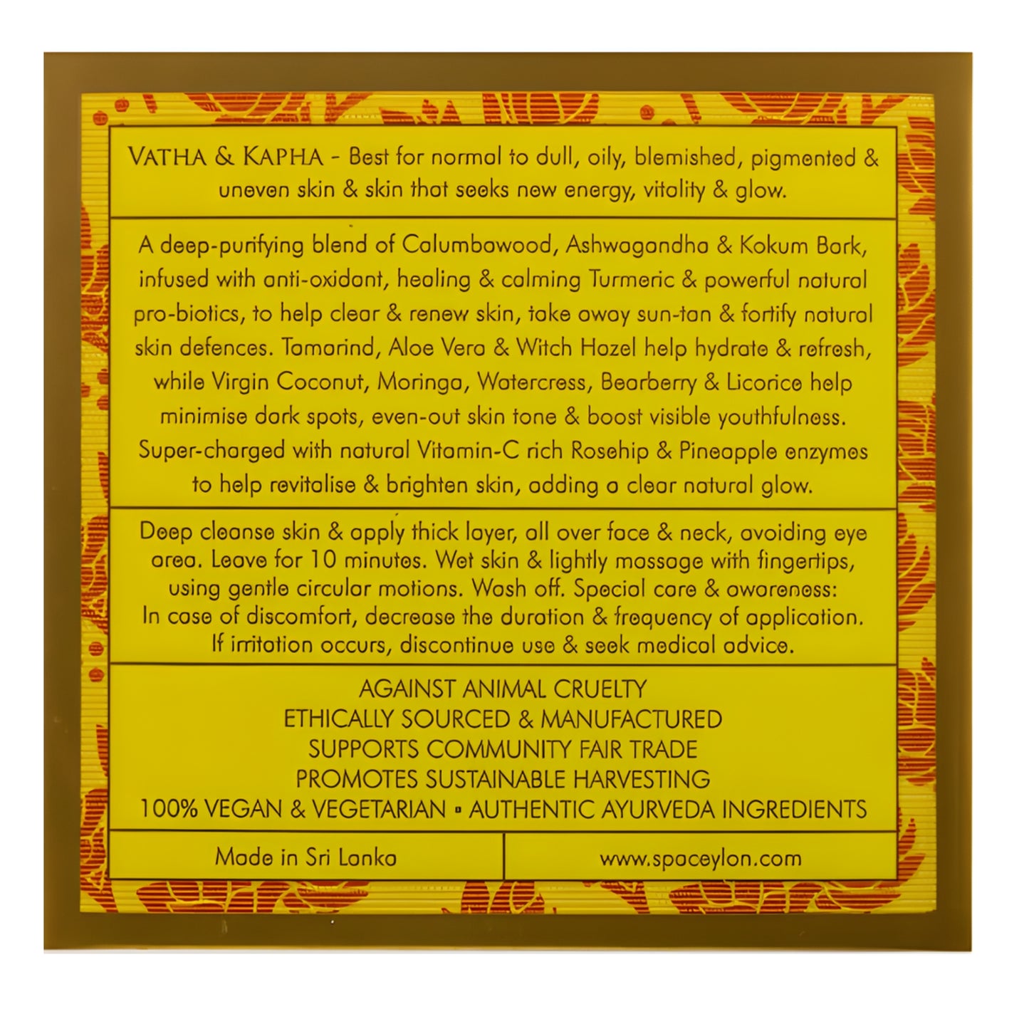 Spa Ceylon True Turmeric - Vitamin C Glow - Exfoliërend gezichtsmasker met klei (200 g)