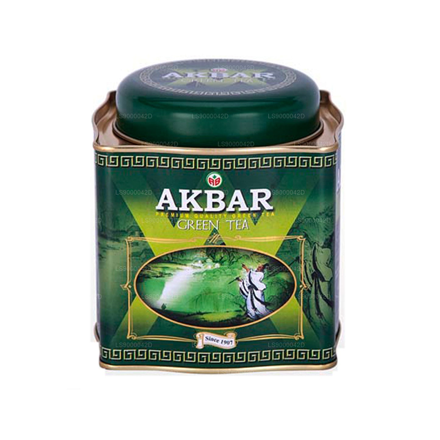 Akbar klassieke groene theebladthee (250 g) in blik