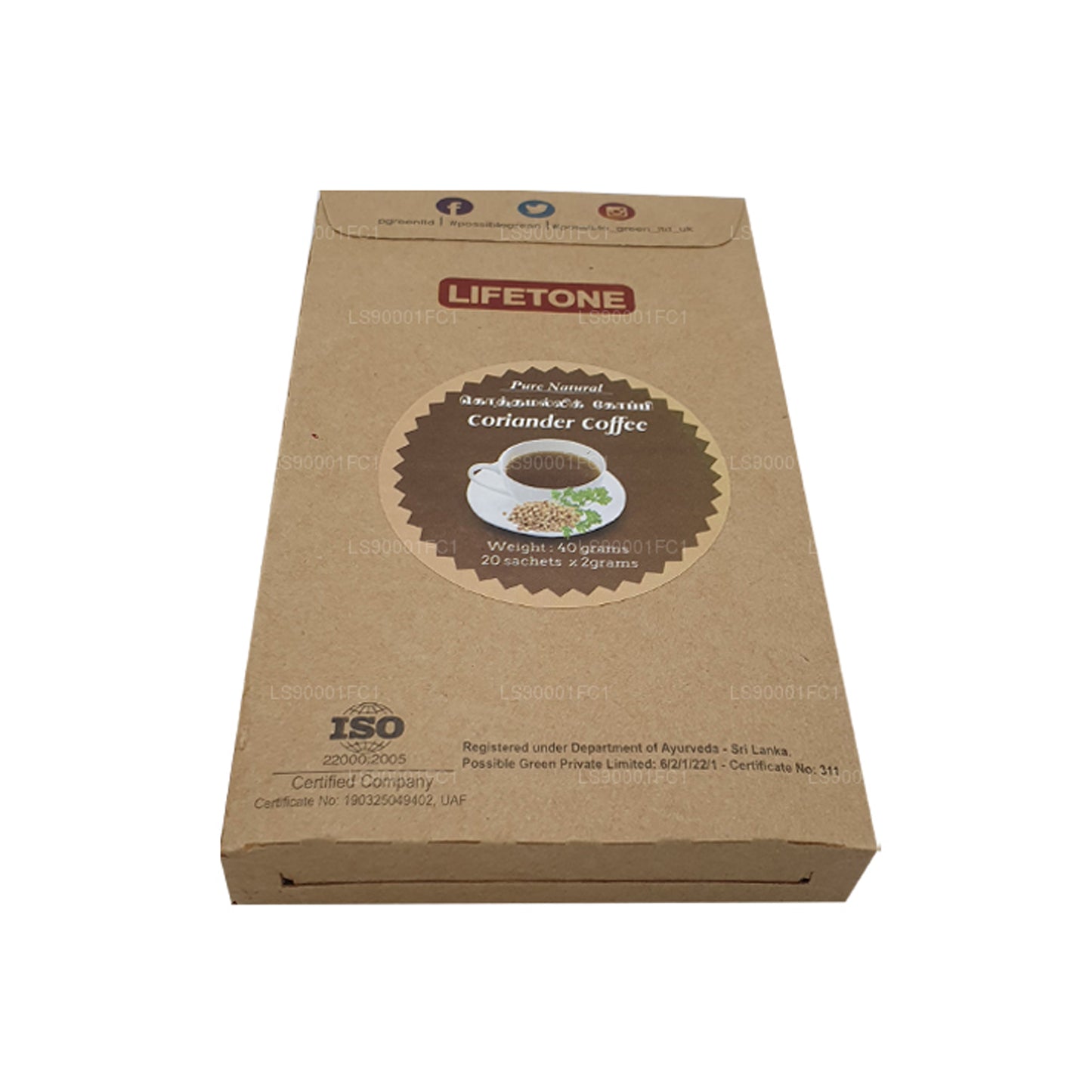 Lifetone Koffie met Korianderzaad (40 g) 20 Zakjes