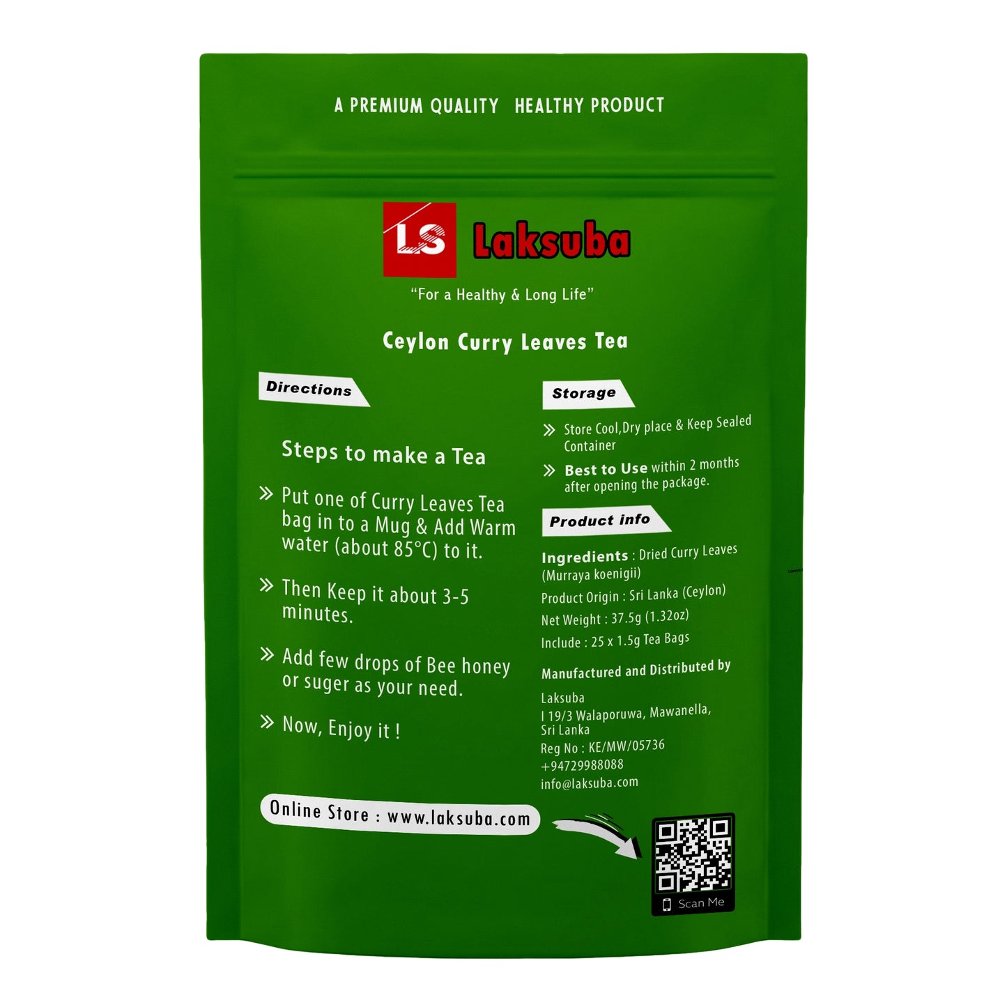 Laksuba Ceylon Curry Leaves Thee (37,5 g) 25 theezakjes