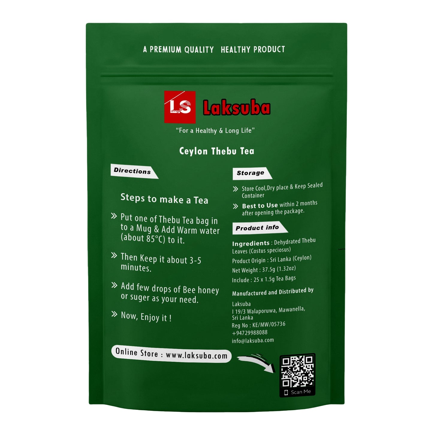Laksuba Ceylon Thebu Thee (37,5 g) 25 theezakjes