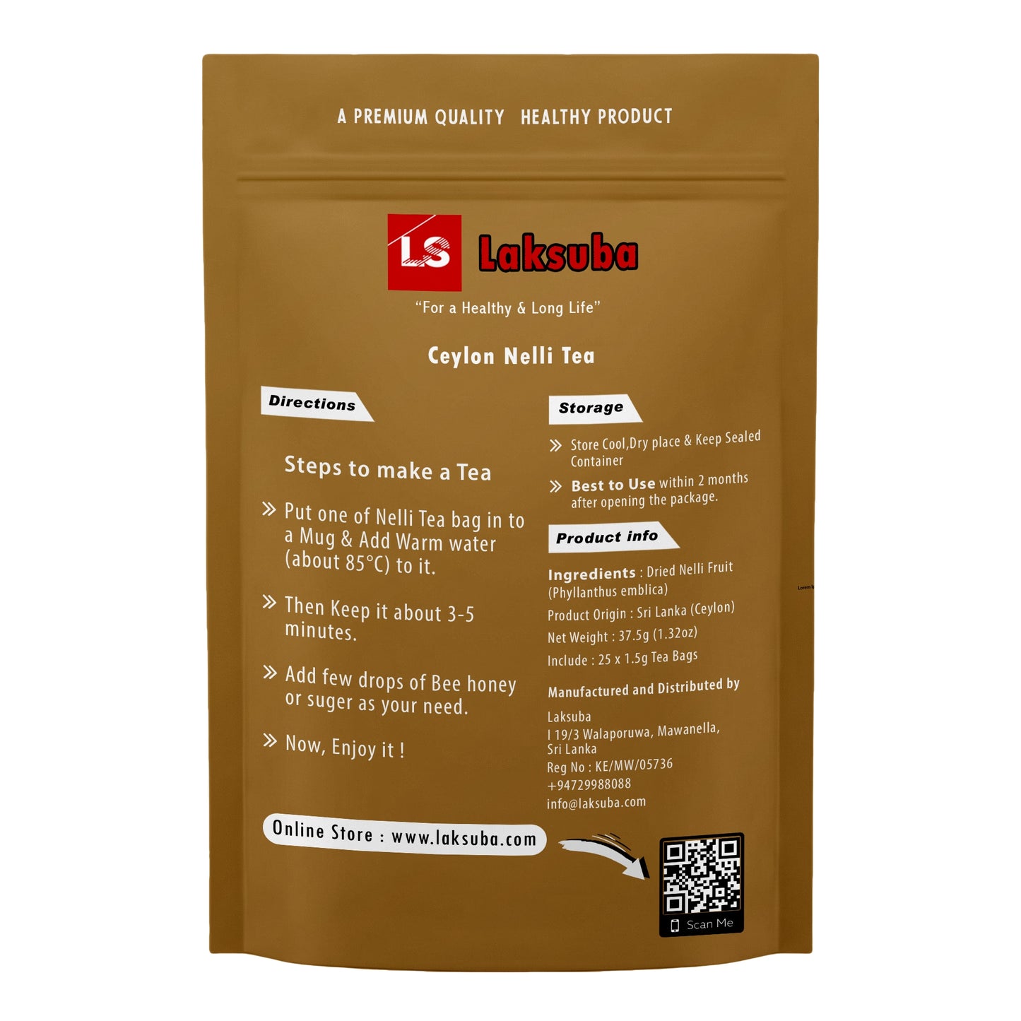 Laksuba Ceylon Nelli Thee (37,5 g) 25 theezakjes