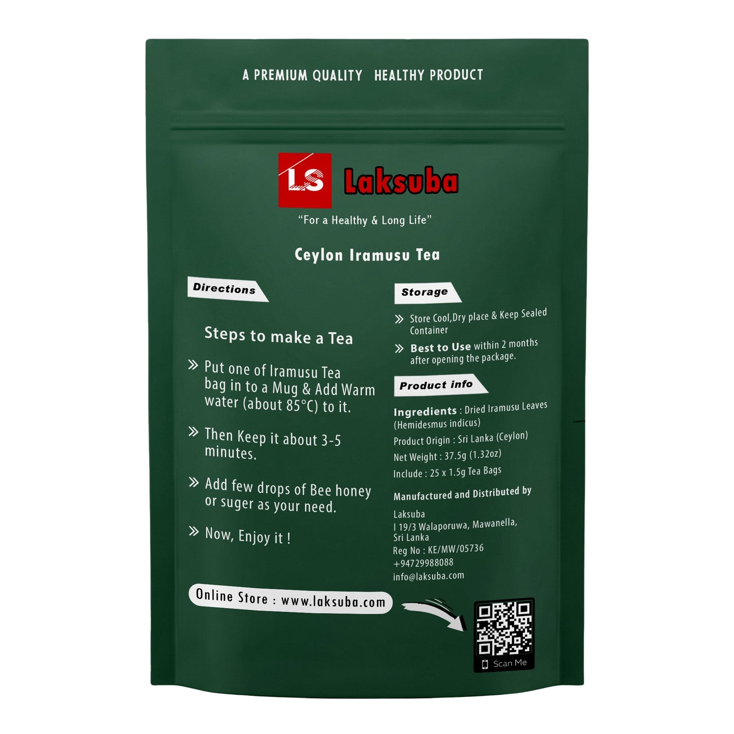 Laksuba Ceylon Iramusu Thee (37,5 g) 25 theezakjes