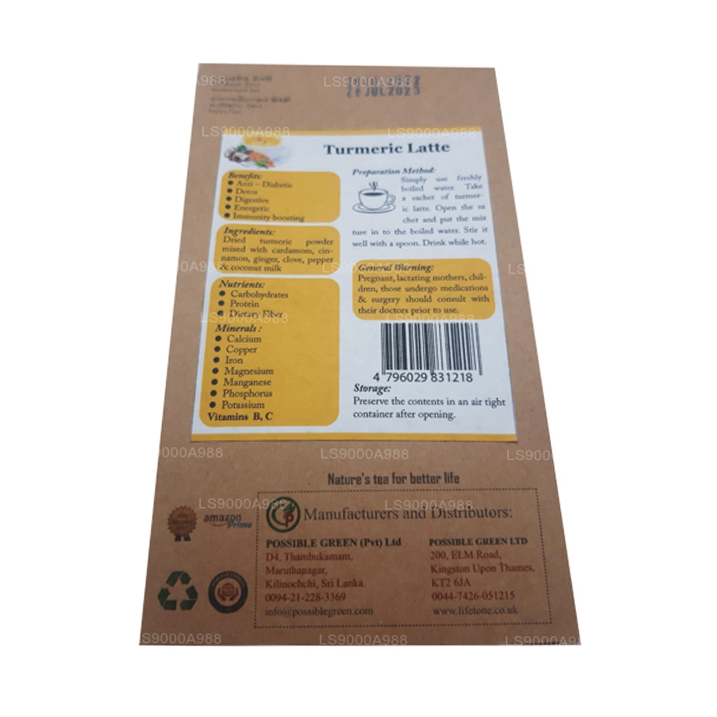 Lifetone Turmeric Latte (40g) 20 Tea bags