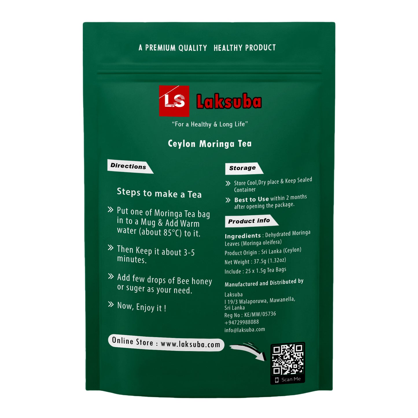 Laksuba Ceylon Moringa Thee (37,5 g) 25 theezakjes