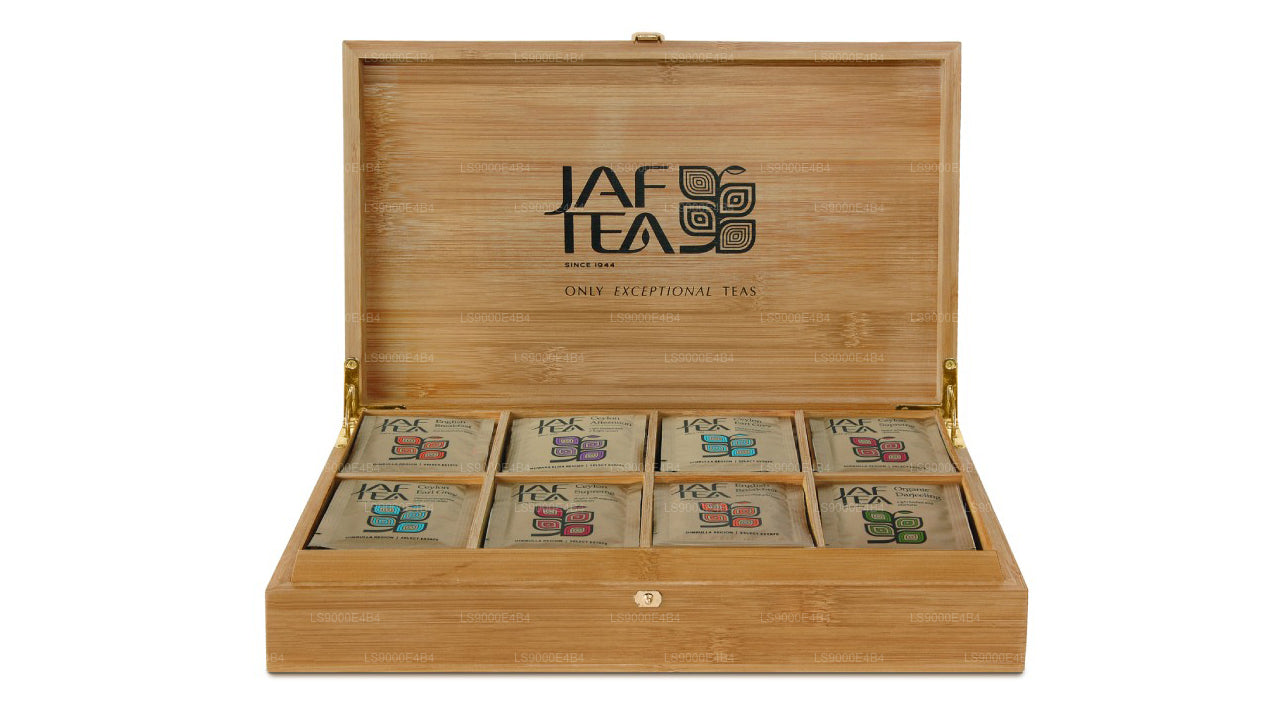 Jaf Tea Bamboo Presenter met 8 compartimenten en folie-envelop Theezakjes (160 g)