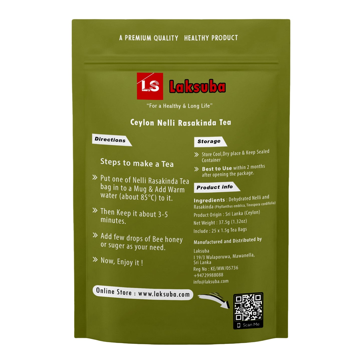 Laksuba Ceylon Nelli Rasakinda Thee (37,5 g) 25 theezakjes