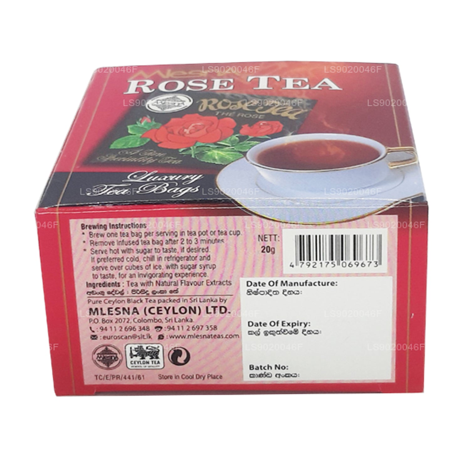 Mlesna Rose Tea (20g) 10 luxe theezakjes