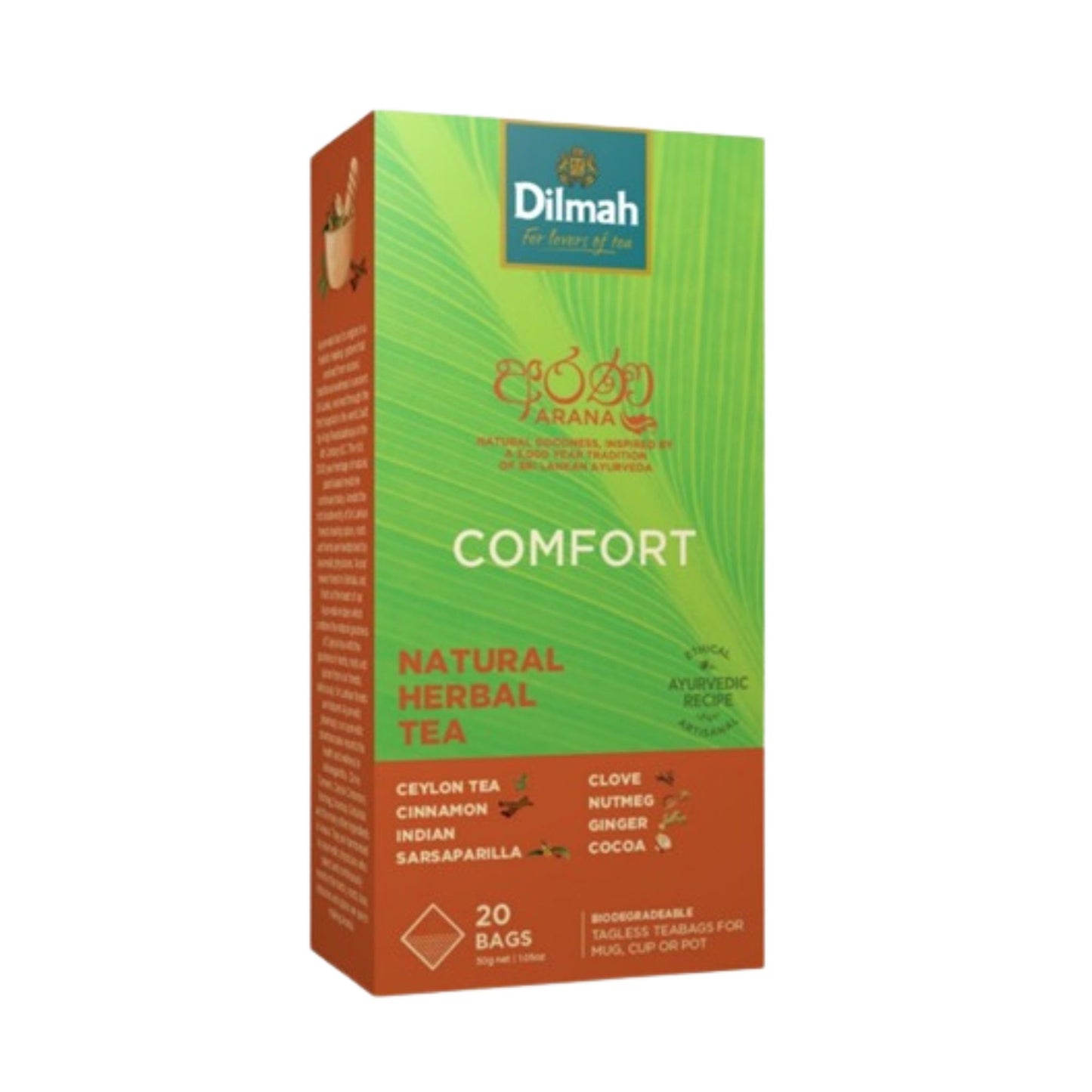 Dilmah Arana Comfort natuurlijke zwarte kruidenthee (20 theezakjes zonder etiket)
