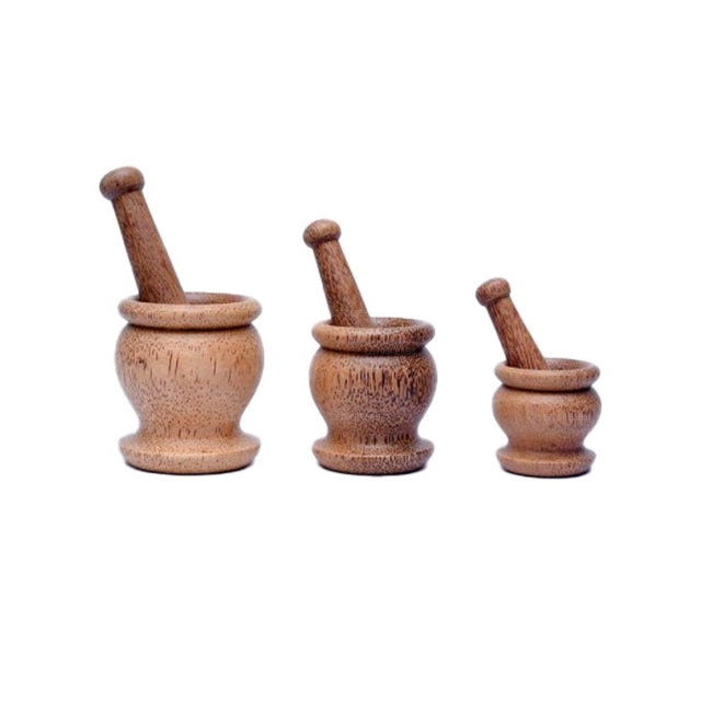 Lakpura houten vijzel en stamper (Wangediya) hoogte (8 cm)