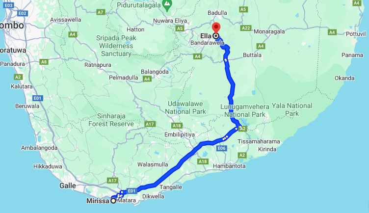 Privétransfer van Mirissa City naar Ella City