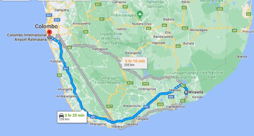 Wirawila City to Colombo Airport (CMB) Private Transfer