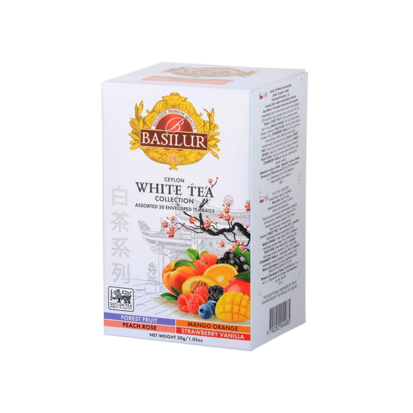 Basilur White Tea Assorted (30g) 20 Enveloped Tea Bags