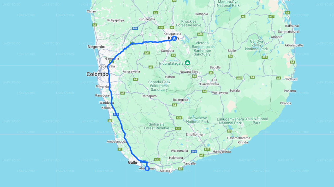 Kandy City to Ahangama City Private Transfer