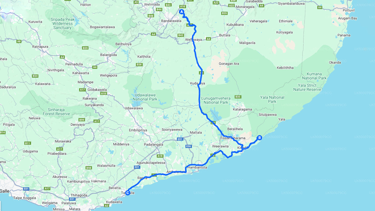 Privétour van Ella naar Tangalle met Yala Safari