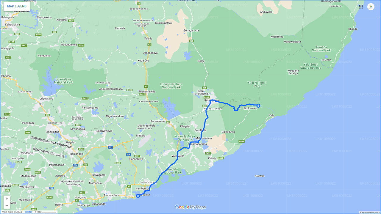 Yala National Park Safari vanuit de haven van Hambantota