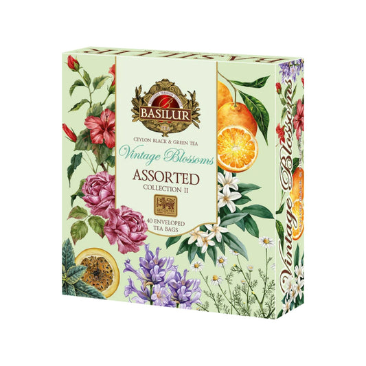 Basilur Vintage Blossom Tea Book - ASSORTED Vol II (80g) 40 Enveloped Tea Bags
