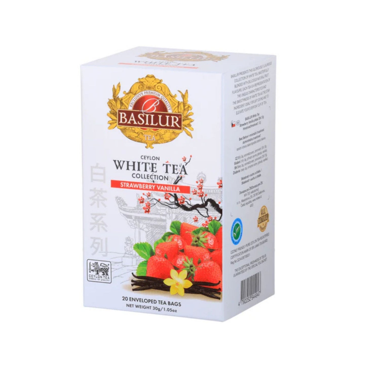 Basilur White Tea Strawberry Vanilla (30g) 20 Enveloped Tea Bags