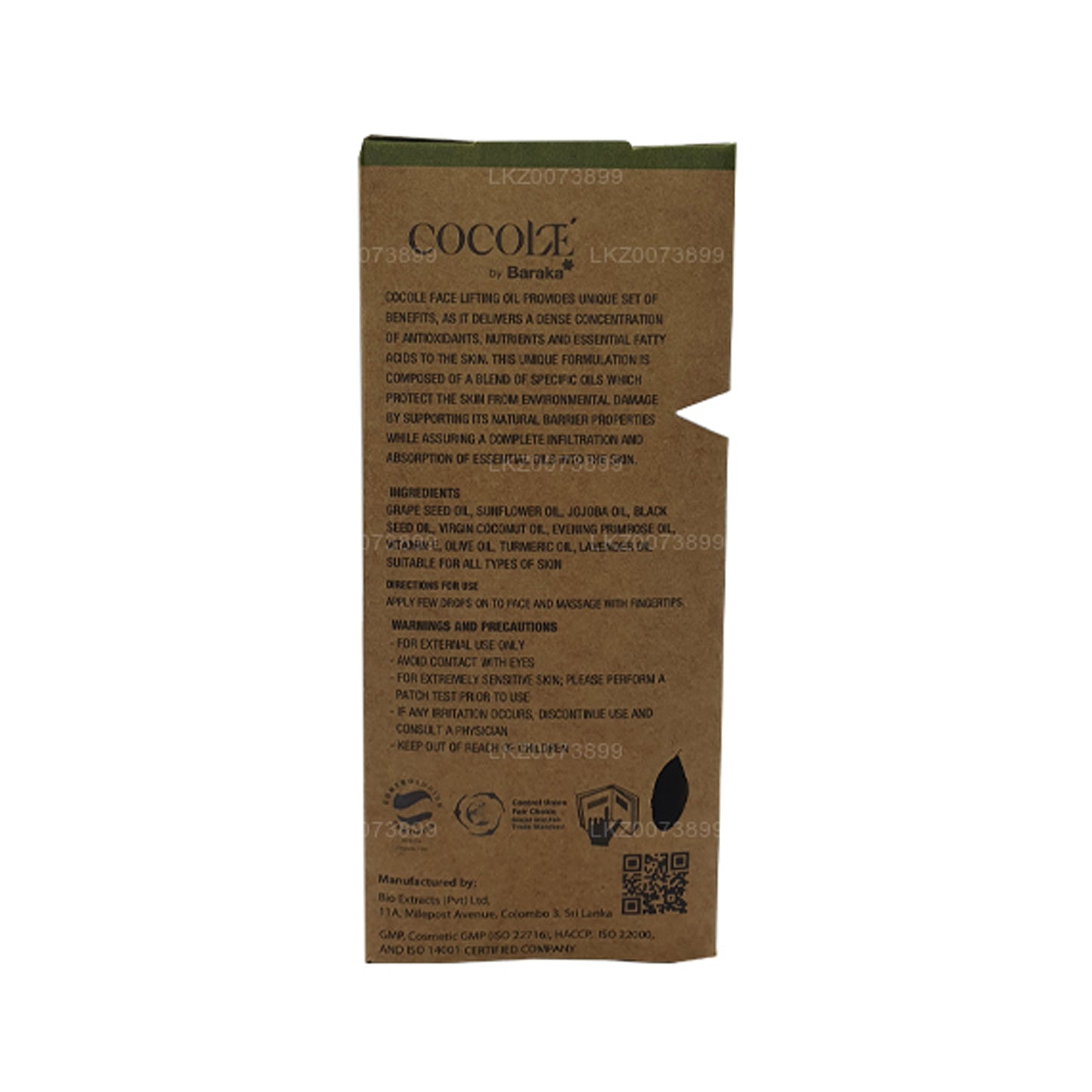 Baraka Cocole gezichtsliftende olie (30 ml)