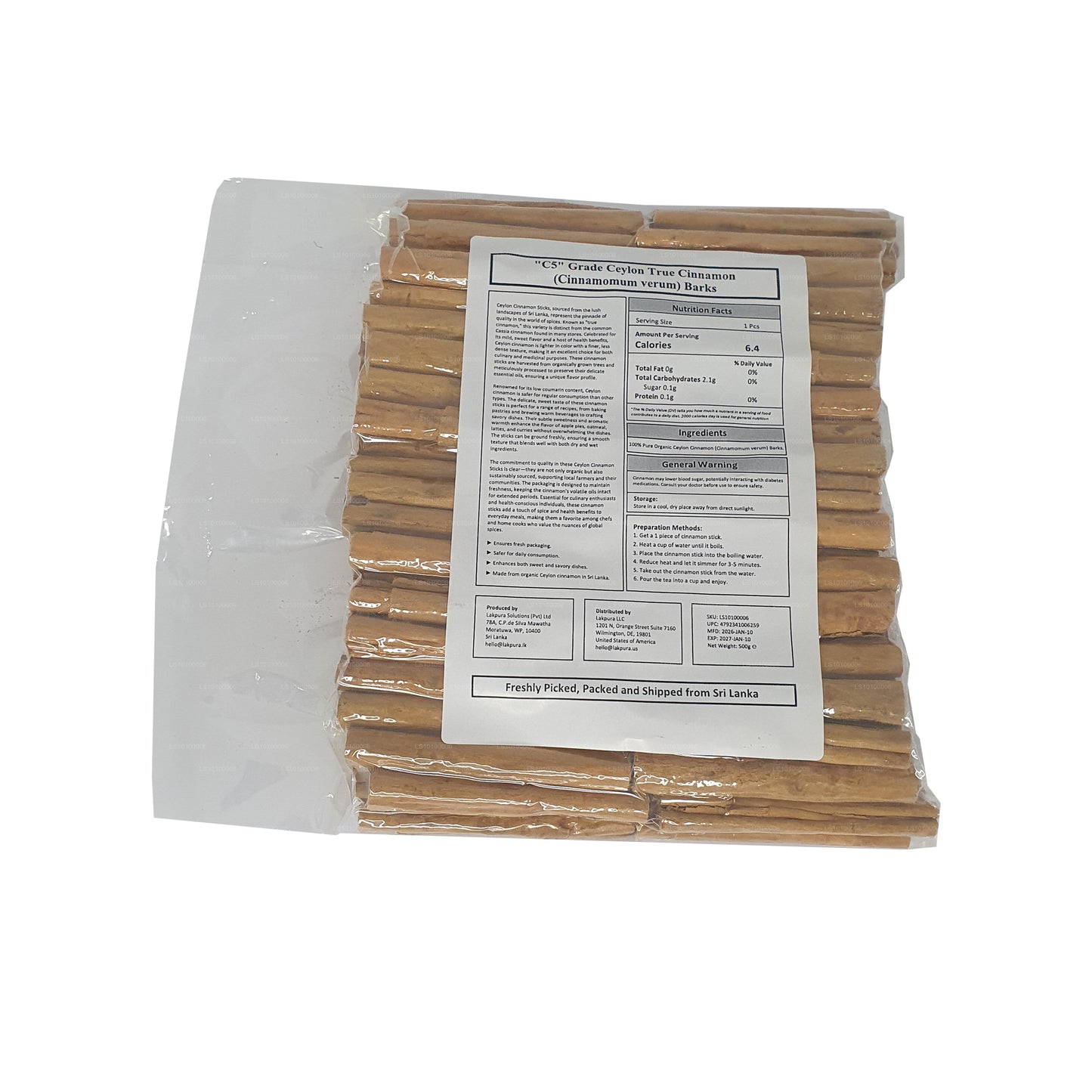 Lakpura „C5" Grade Ceylon True Cinnamon Barks Pack