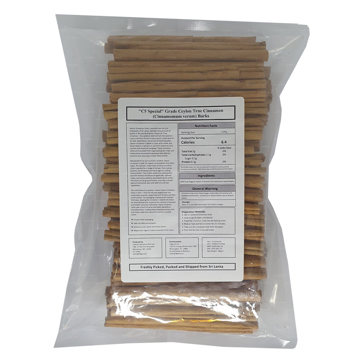 Lakpura „C5 Special” Grade Ceylon True Cinnamon Barks Pack