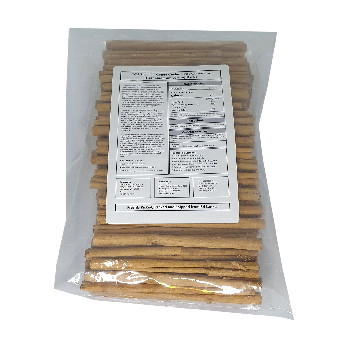 Lakpura „C5 Special” Grade Ceylon True Cinnamon Barks Pack