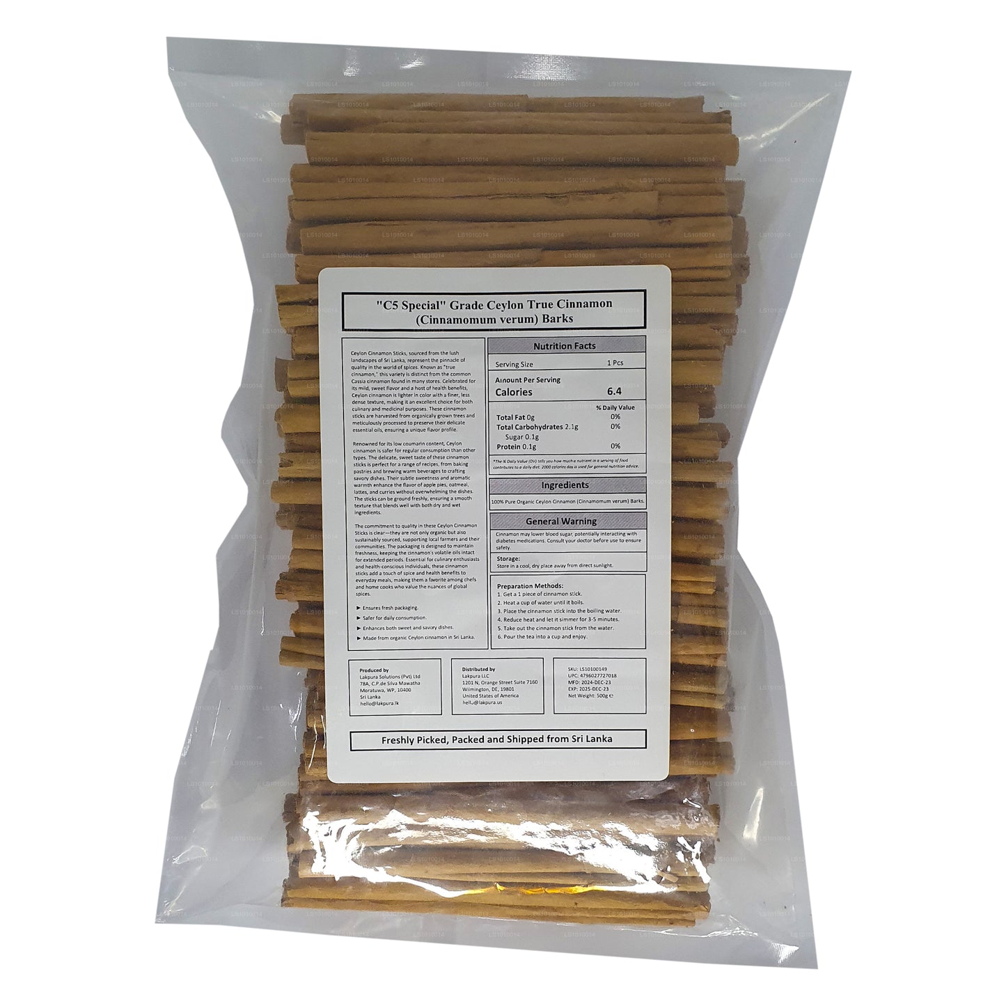 Lakpura „C5 Special” Grade Ceylon True Cinnamon Barks Pack