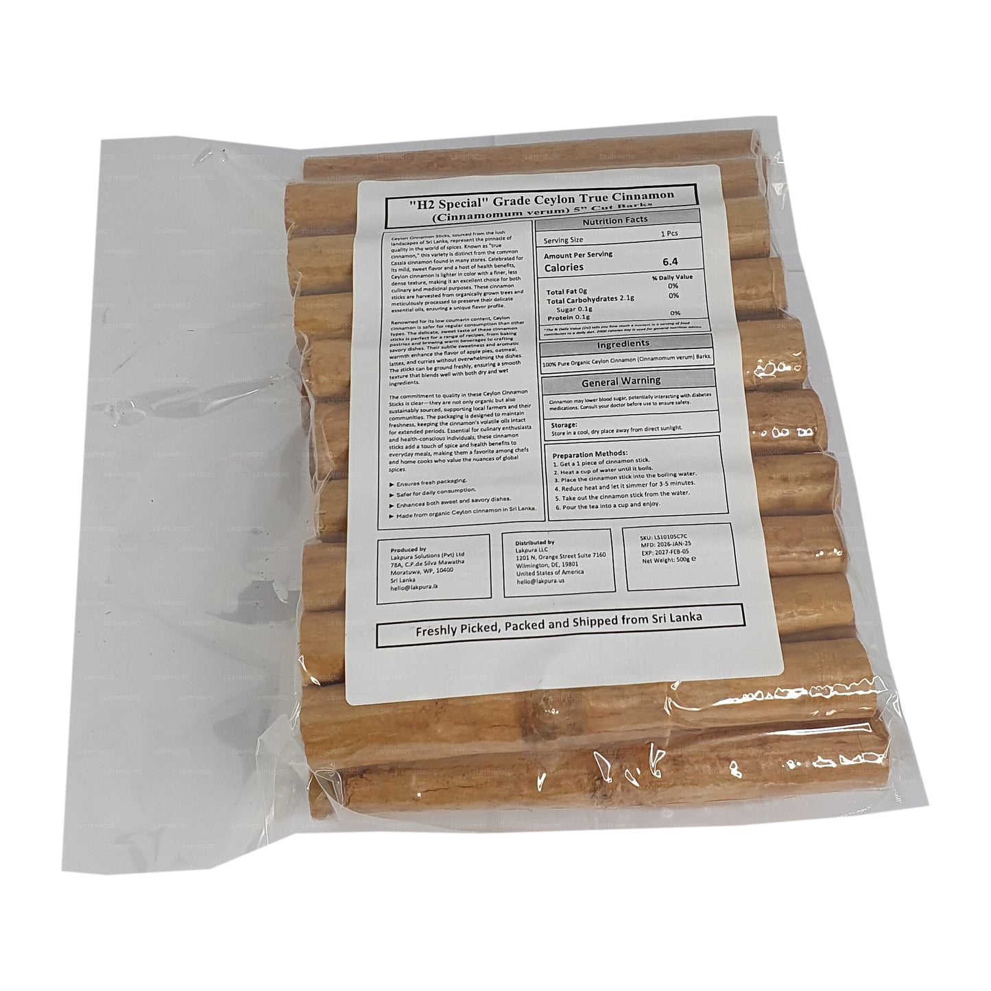 Lakpura „H2 Special” Grade Ceylon True Cinnamon Barks Pack
