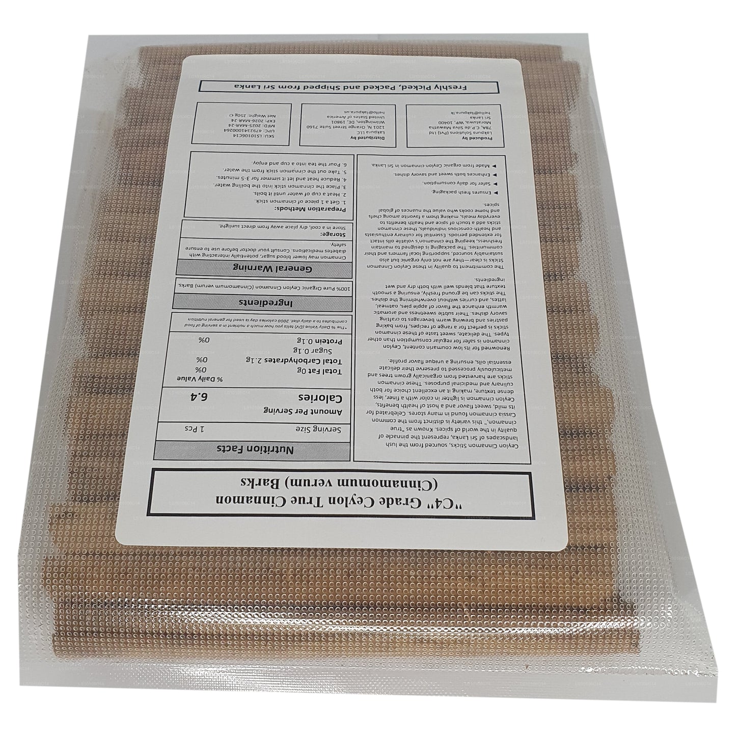 Lakpura „C4" Grade Ceylon True Cinnamon Barks Pack