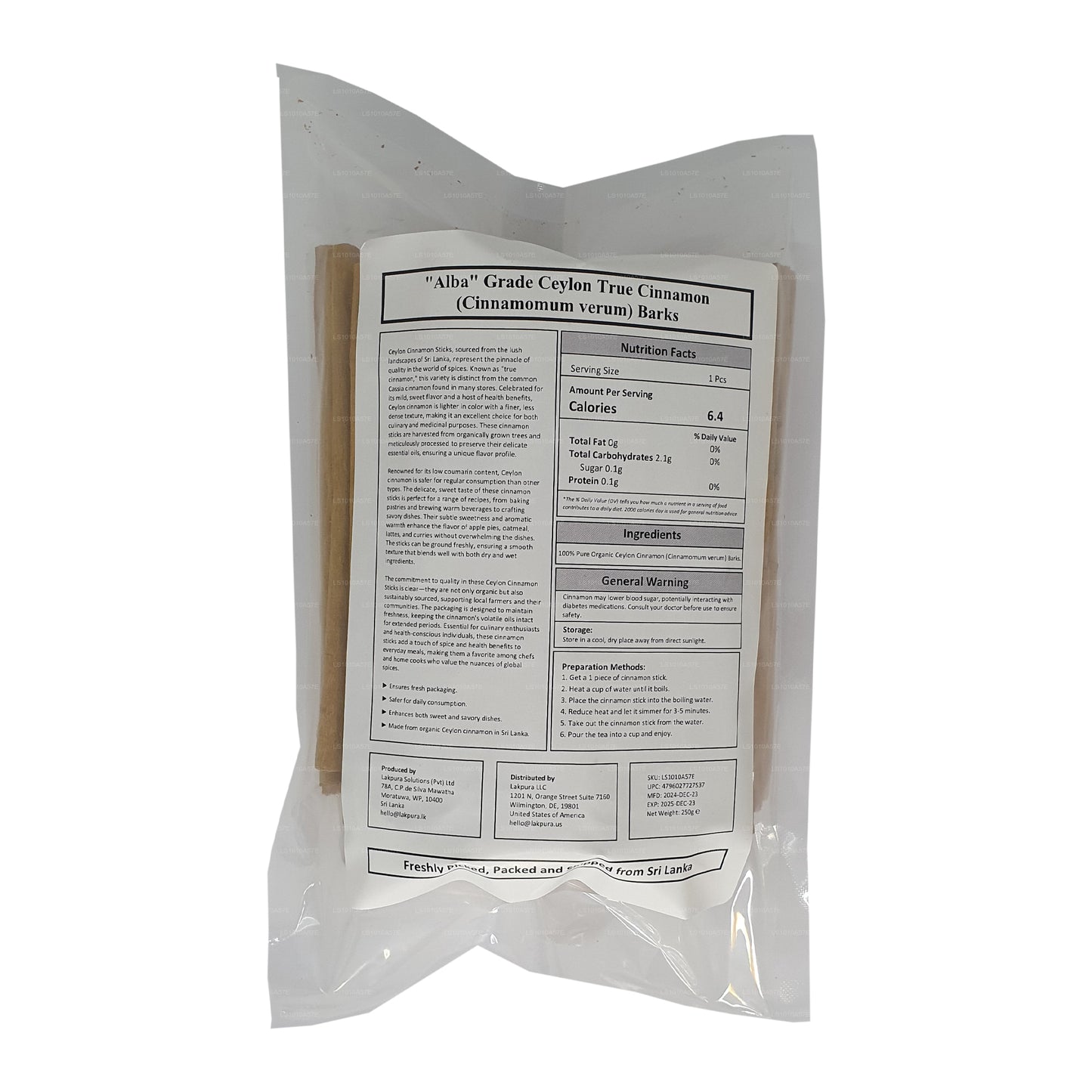 Lakpura „Alba” Grade Ceylon True Cinnamon Barks Pack