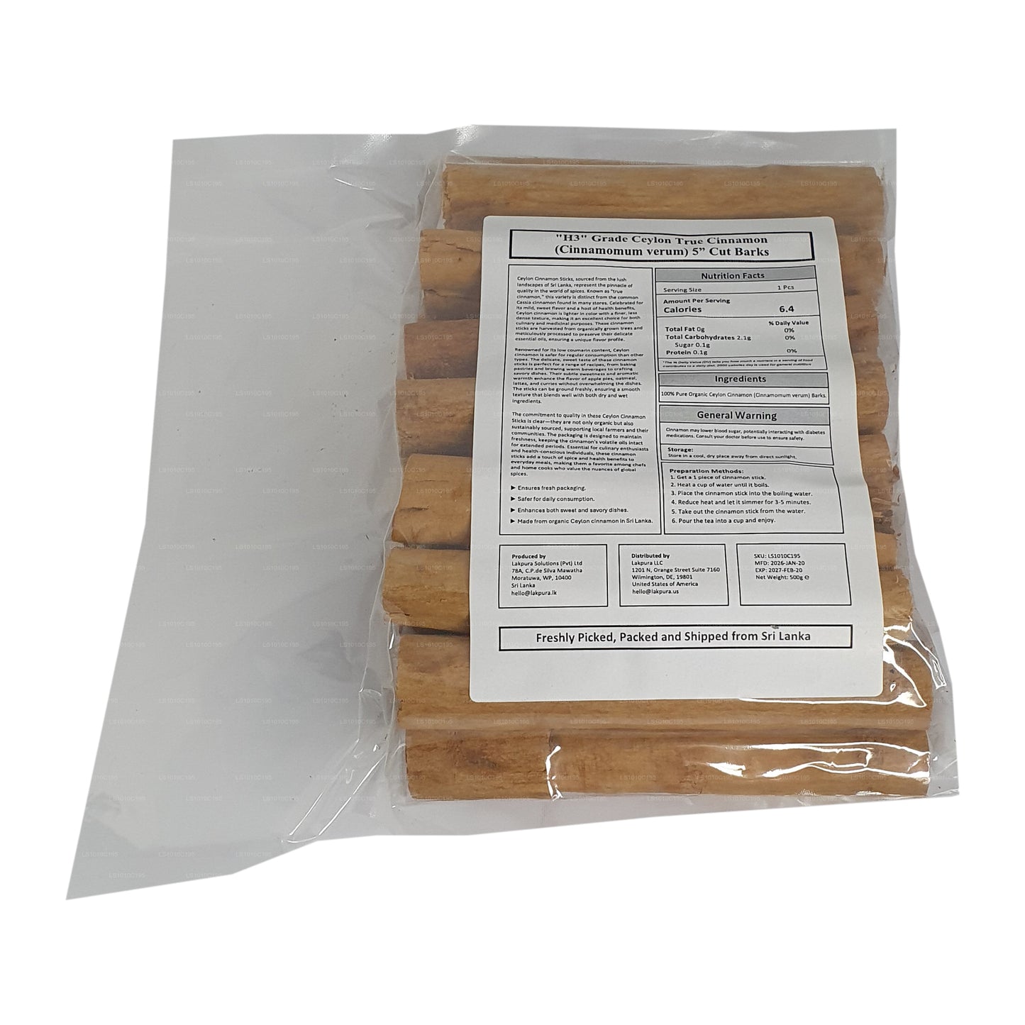 Lakpura „H3" Grade Ceylon True Cinnamon Barks Pack