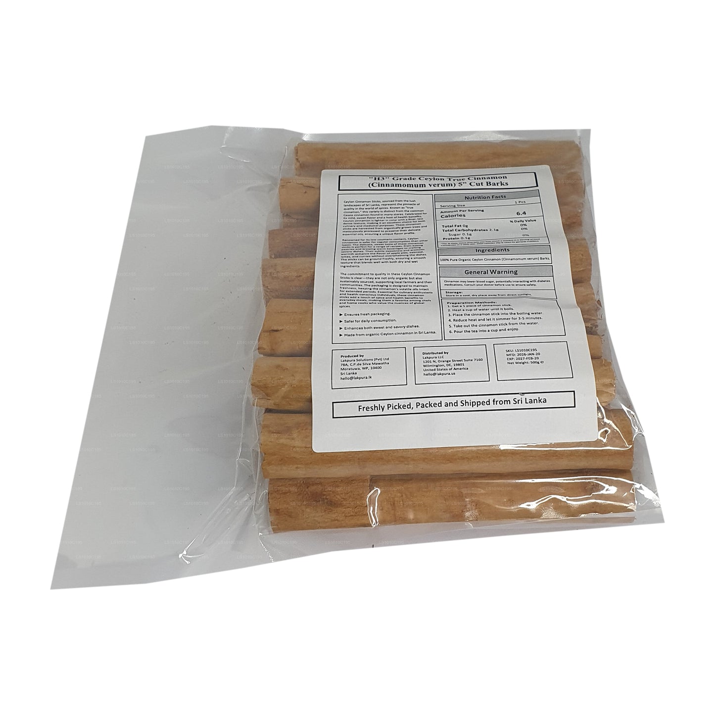 Lakpura „H3" Grade Ceylon True Cinnamon Barks Pack