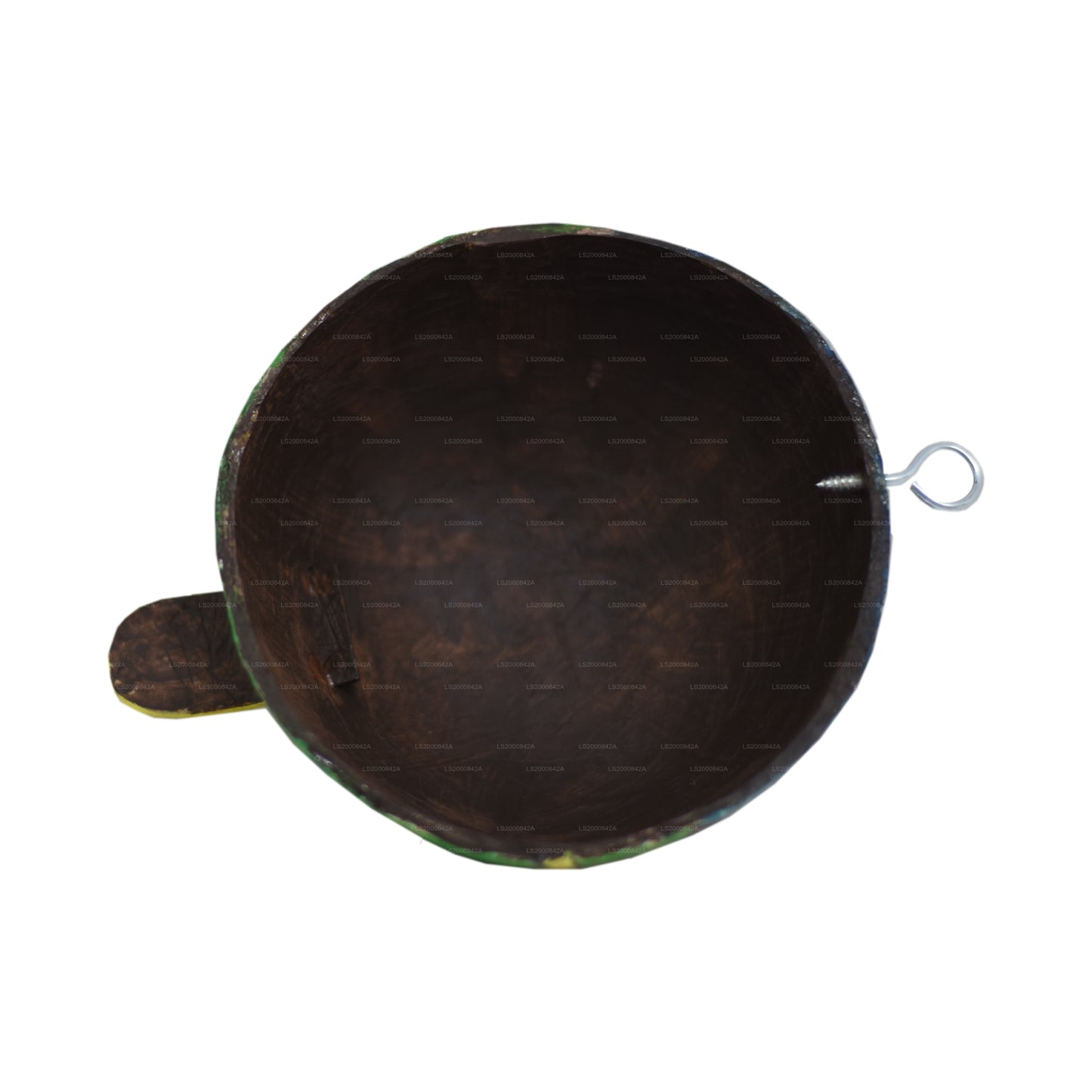 Traditionele Raksha-maskers uit Sri Lanka (Mayura, Maru, Agni, Naga) beschilderd op kokosnootschalen (verpakking van 4 stuks)