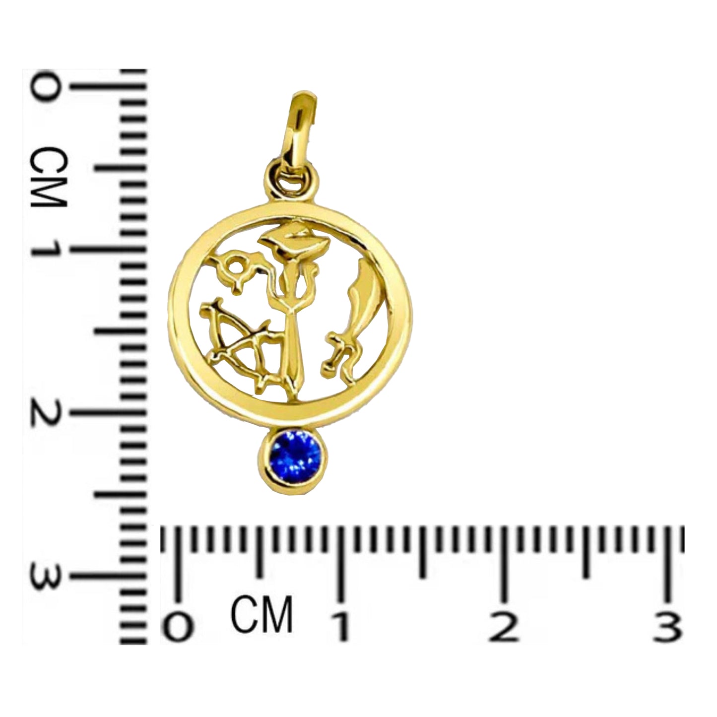 Lakpura® Gold Panchayudha Pendant with Blue Sapphire Stone