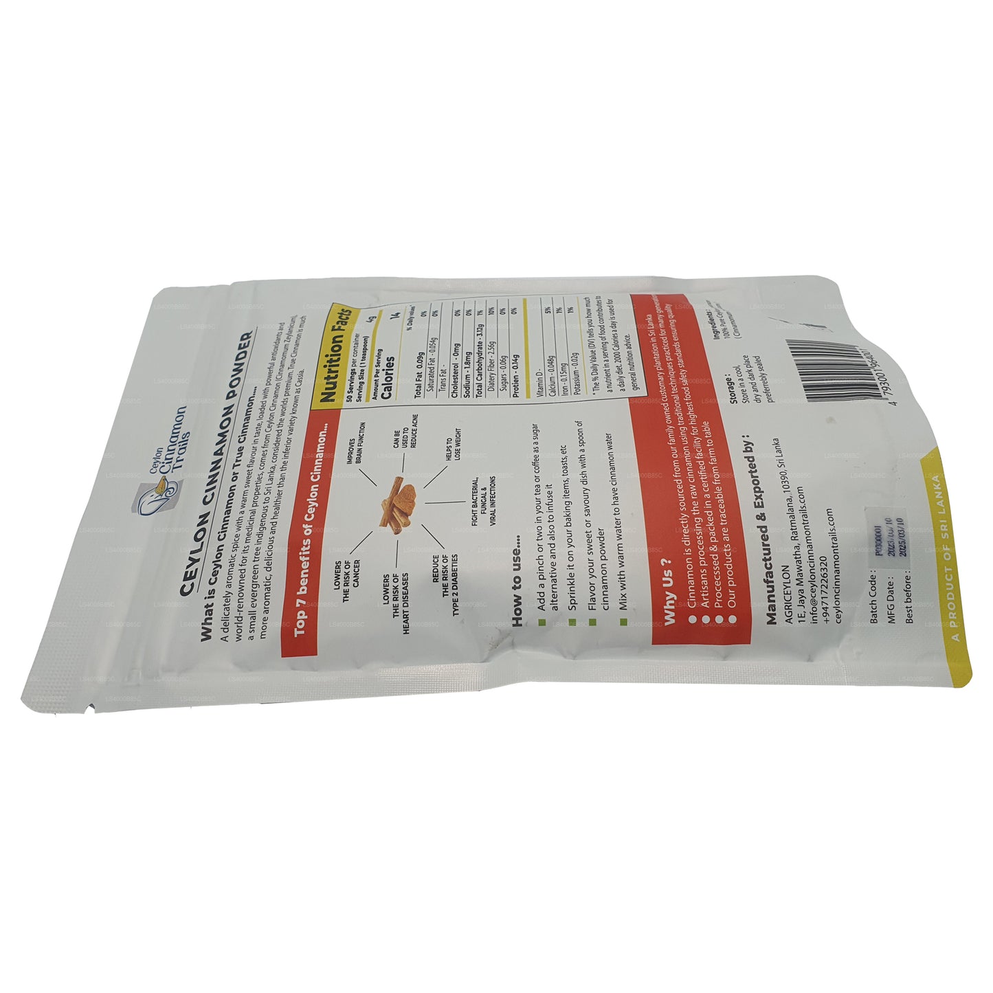 Ceylon Cinnamon Trails kaneelpoeder (200 g)