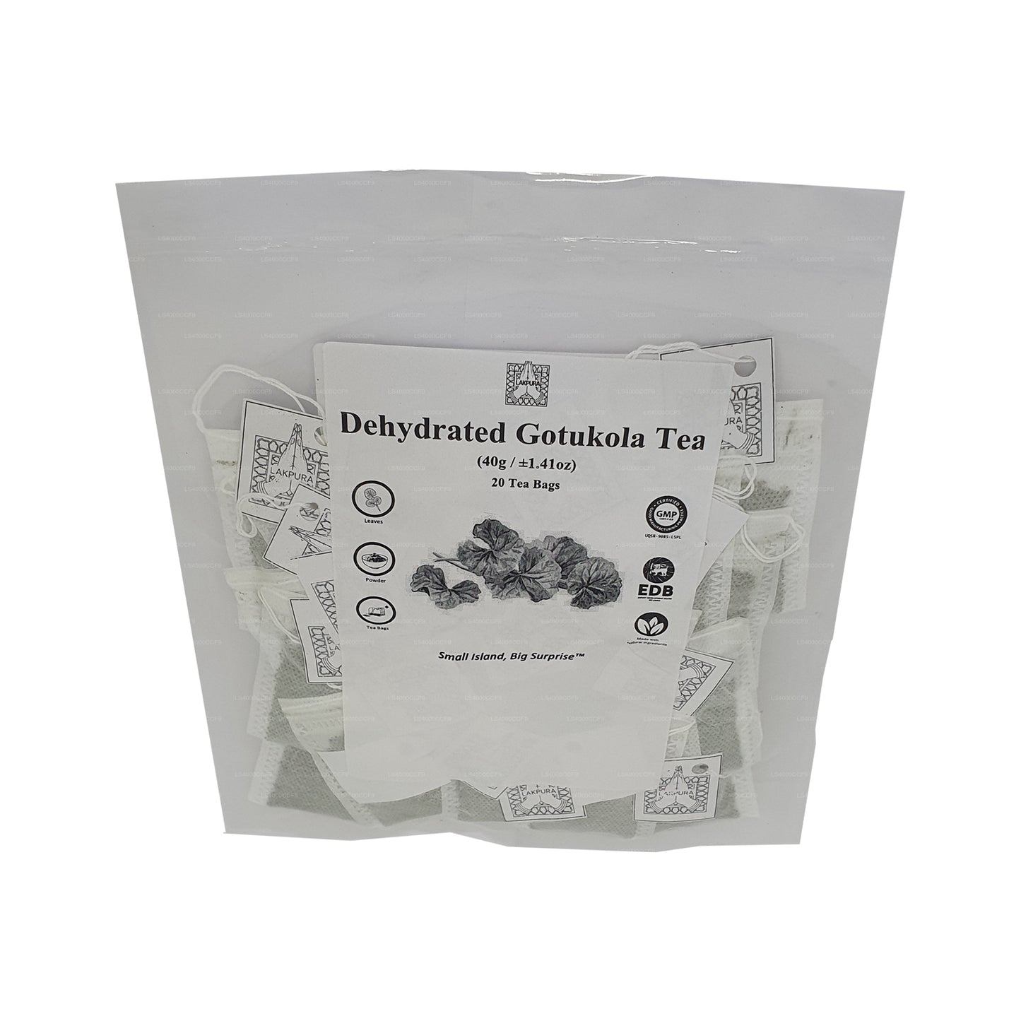 Lakpura gedehydrateerde Gotukola-theezakjes (40 g) 20 theezakjes