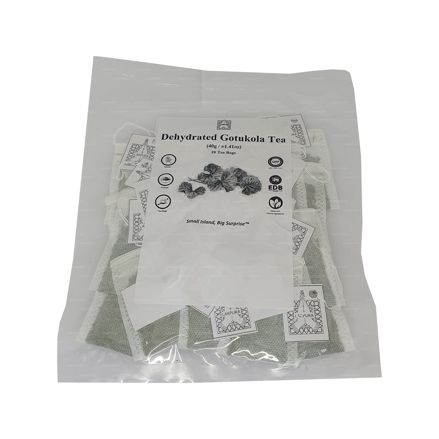 Lakpura gedehydrateerde Gotukola-theezakjes (40 g) 20 theezakjes