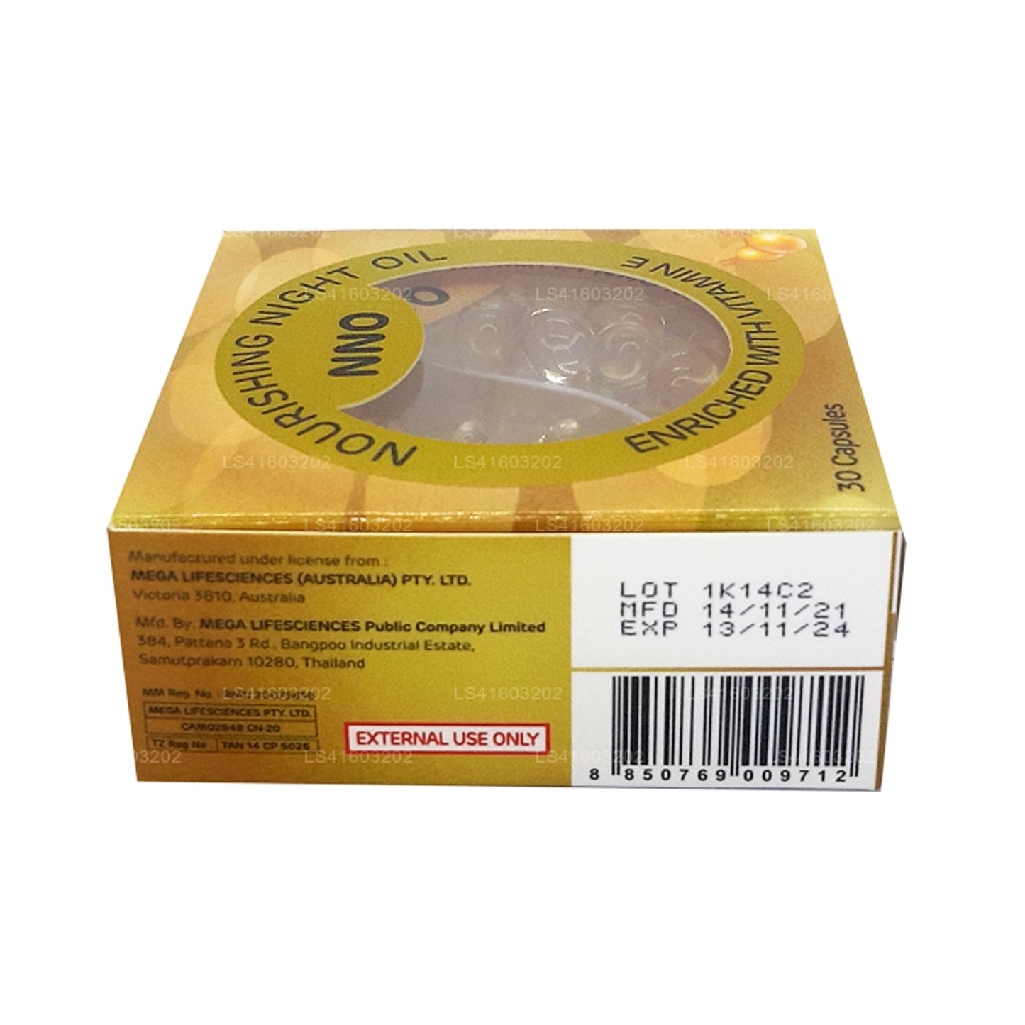 NNO voedende nachtolie met vitamine E en jojoba-olie (30 capsules)