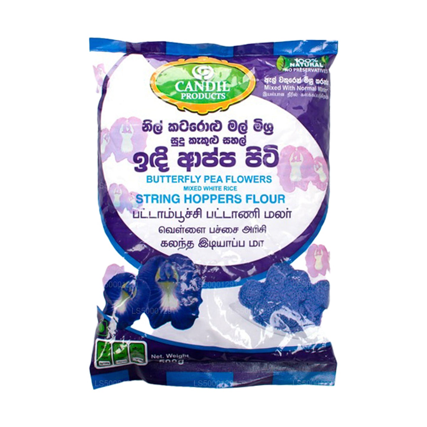 Candil Butterfly Pea Flowers gemengde witte rijst String Hoppers Flour (500 g)