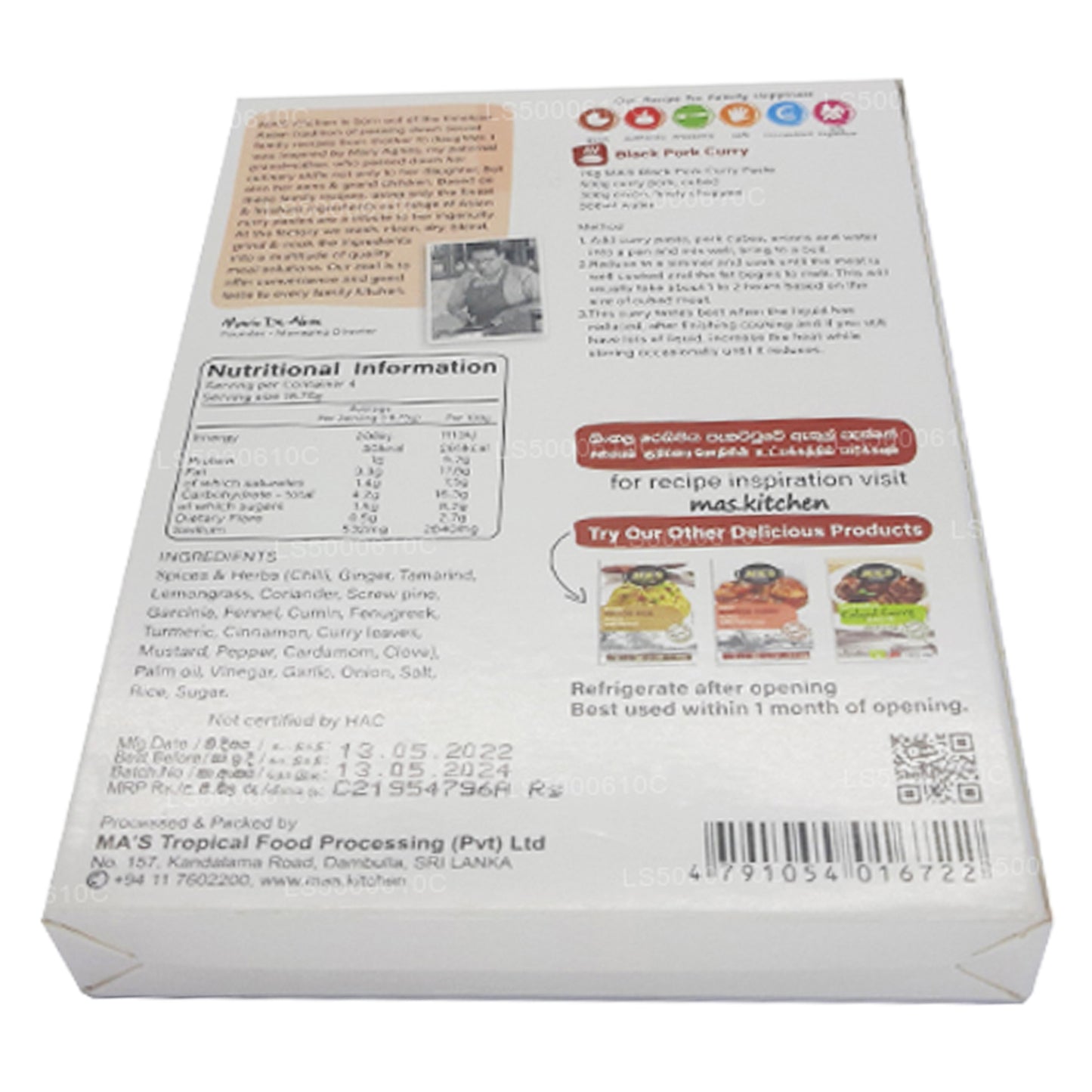 MA's Kitchen zwarte varkenscurry (75 g)