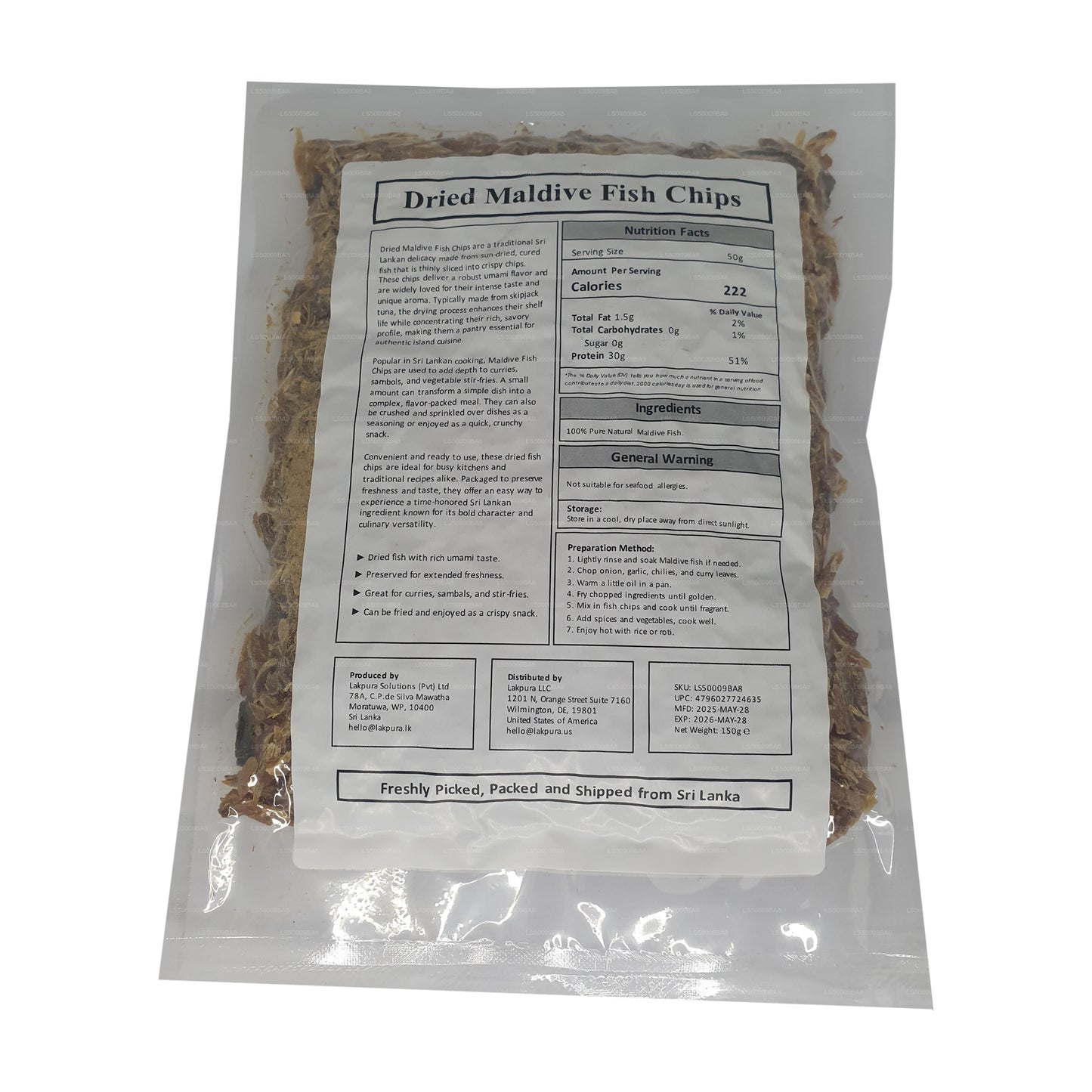 Lakpura Maldive Fish Chips (150 g) verpakking