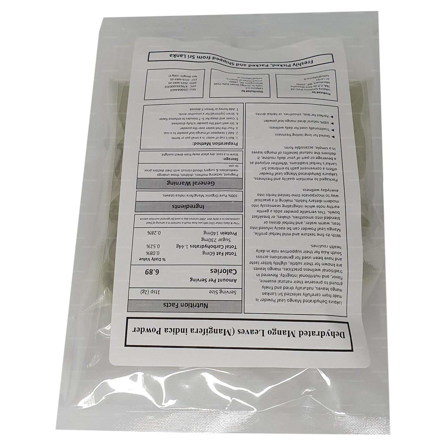 Lakpura Dehydrated Mango Leaf Powder