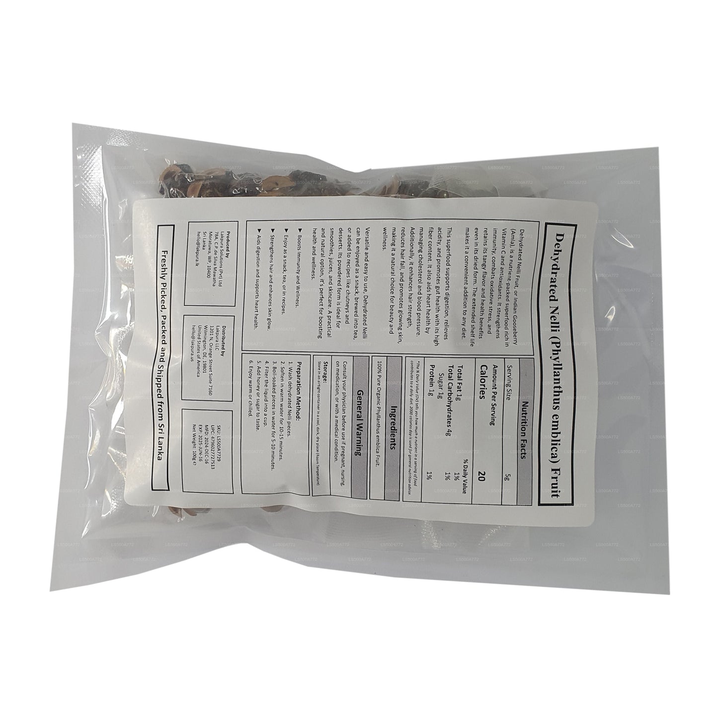 Lakpura Gedehydrateerde Nelli (Amla/Phyllanthus emblica) Vruchten