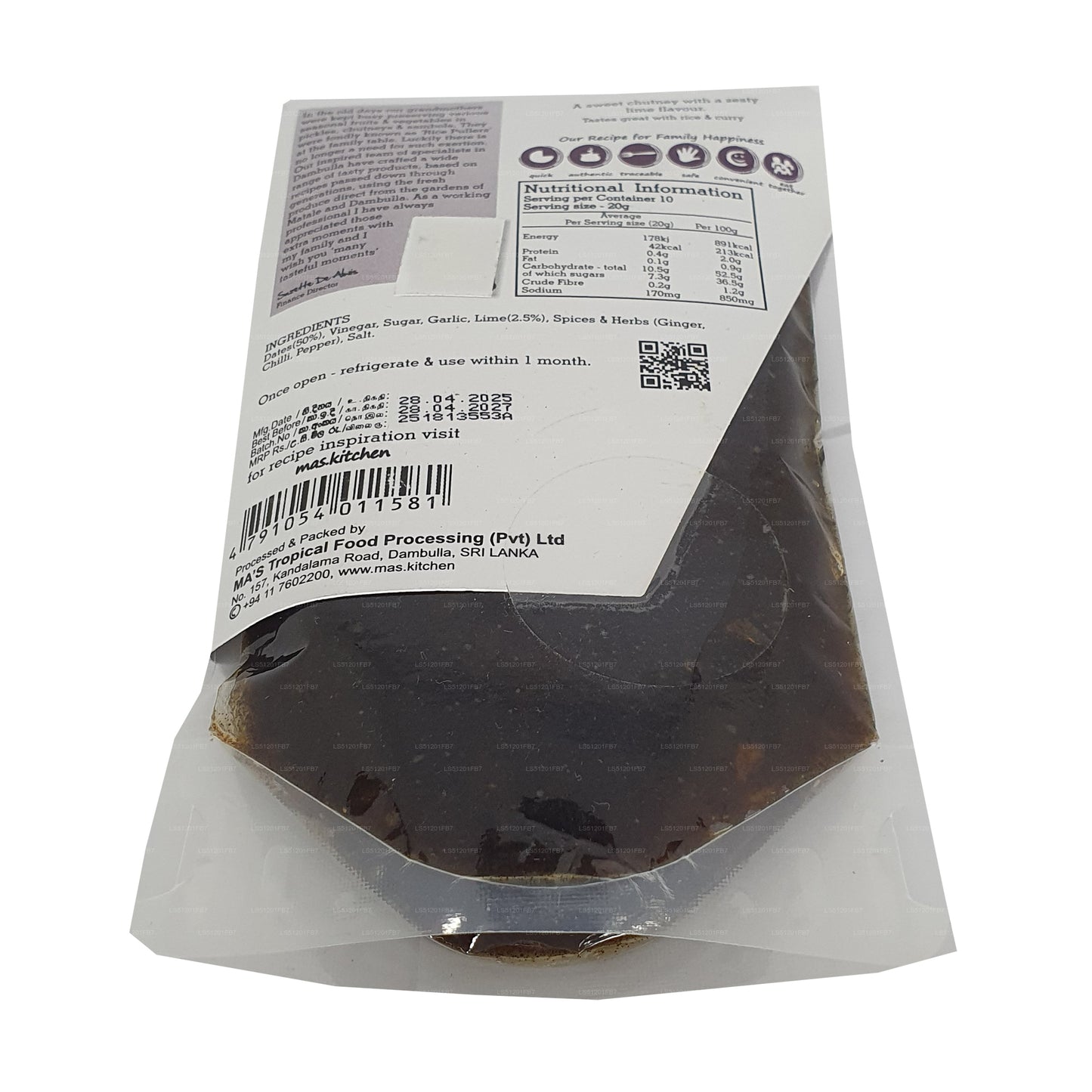MA's Kitchen chutney met dadels en limoen (200 g)