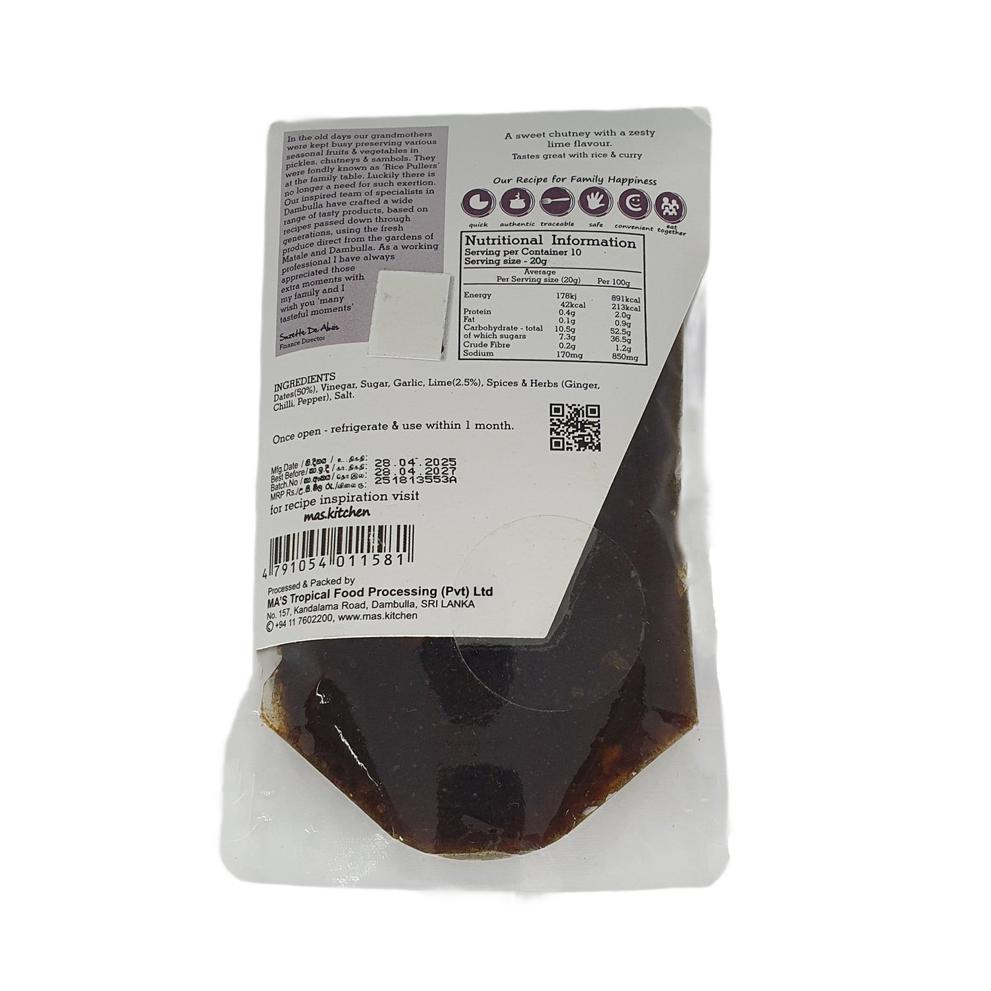 MA's Kitchen chutney met dadels en limoen (200 g)