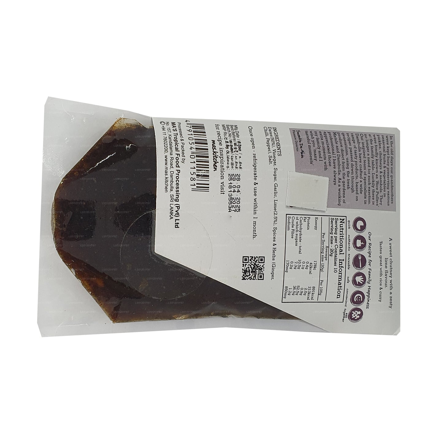 MA's Kitchen chutney met dadels en limoen (200 g)