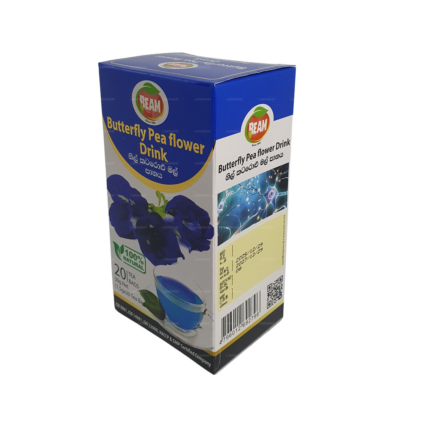 Beam Butterfly Pea  Flower Drink (30g) 20 Tea Bags