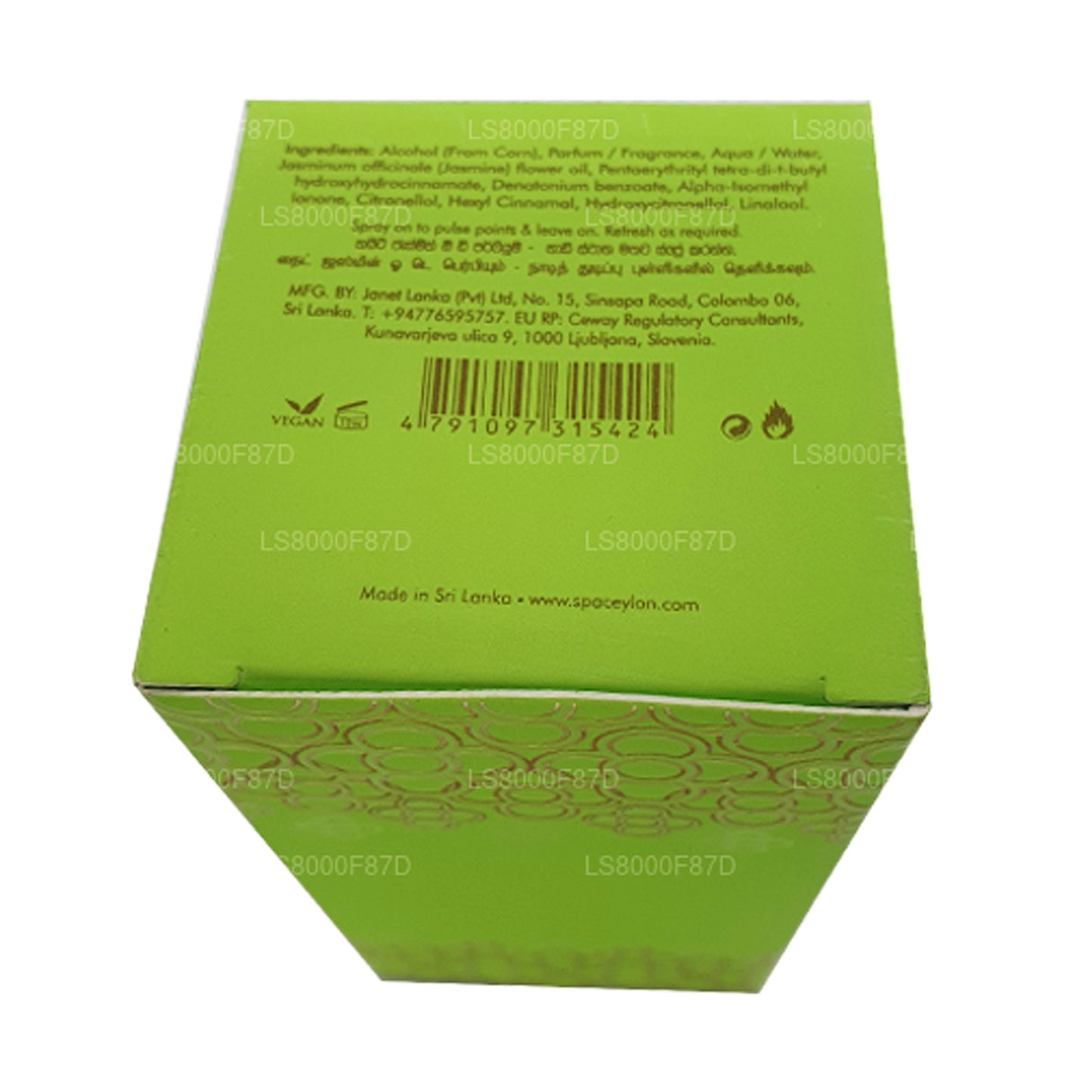 Spa Ceylon Night Jasmine Eau De Perfume etherische olie gemengd (50 ml)